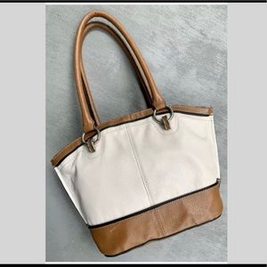 TIGNANELLO cream & tan Leather Bowler/Shoulder Bag